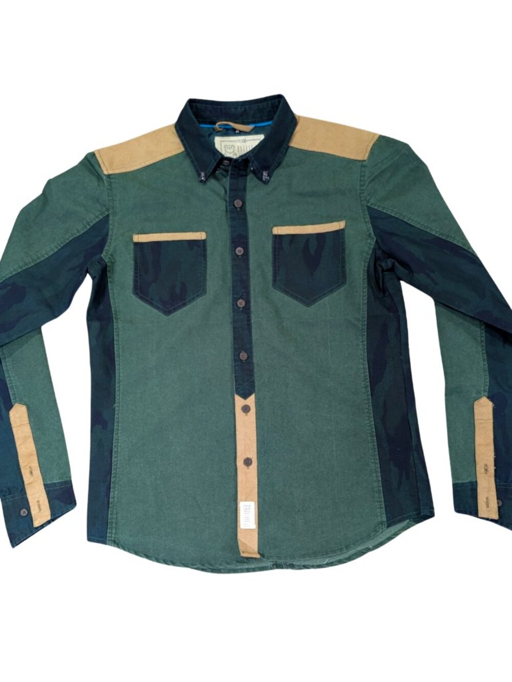 Entree LS Mens Medium Camo Colorblock Long Sleeve Button Up Shirt